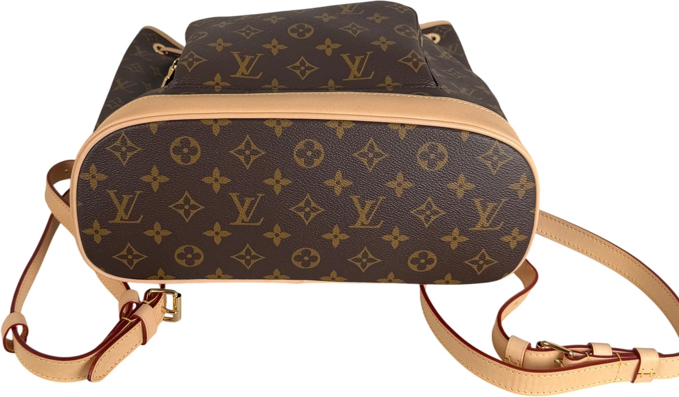Louis Vuitton Montsouris MM Backpack Monogram Canvas Vachetta Gold