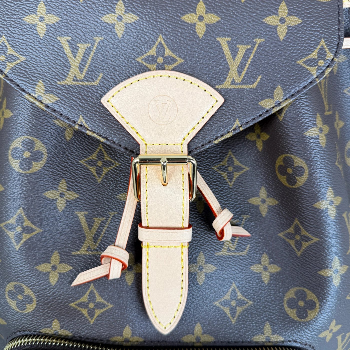 Louis Vuitton Montsouris MM Backpack Monogram Canvas Vachetta Gold