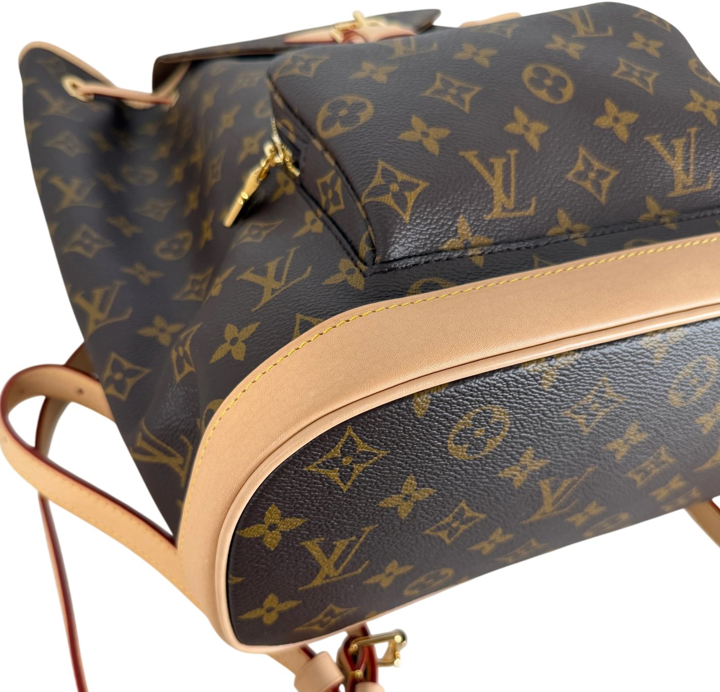 Louis Vuitton Montsouris MM Backpack Monogram Canvas Vachetta Gold