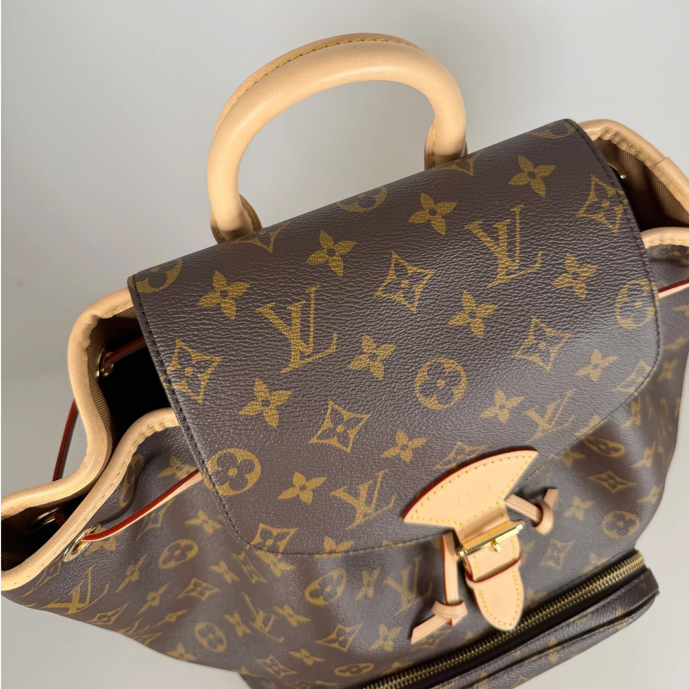 Louis Vuitton Montsouris MM Backpack Monogram Canvas Vachetta Gold