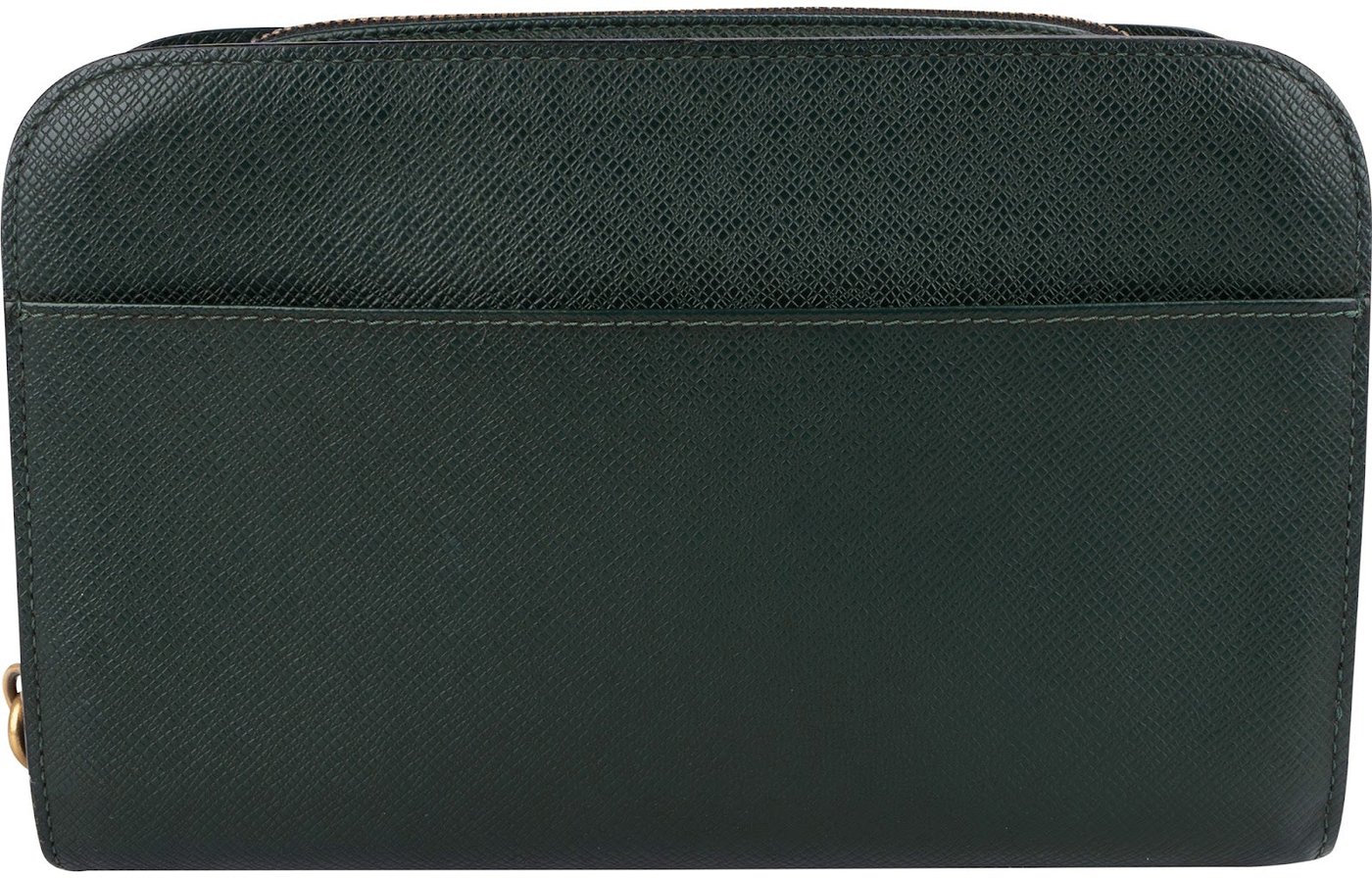 Louis Vuitton Green Taiga Leather Baikal Clutch Bag