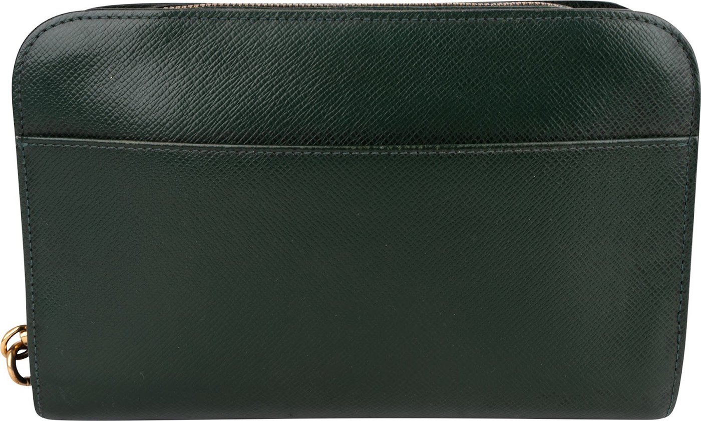Louis Vuitton Green Taiga Leather Baikal Clutch Bag
