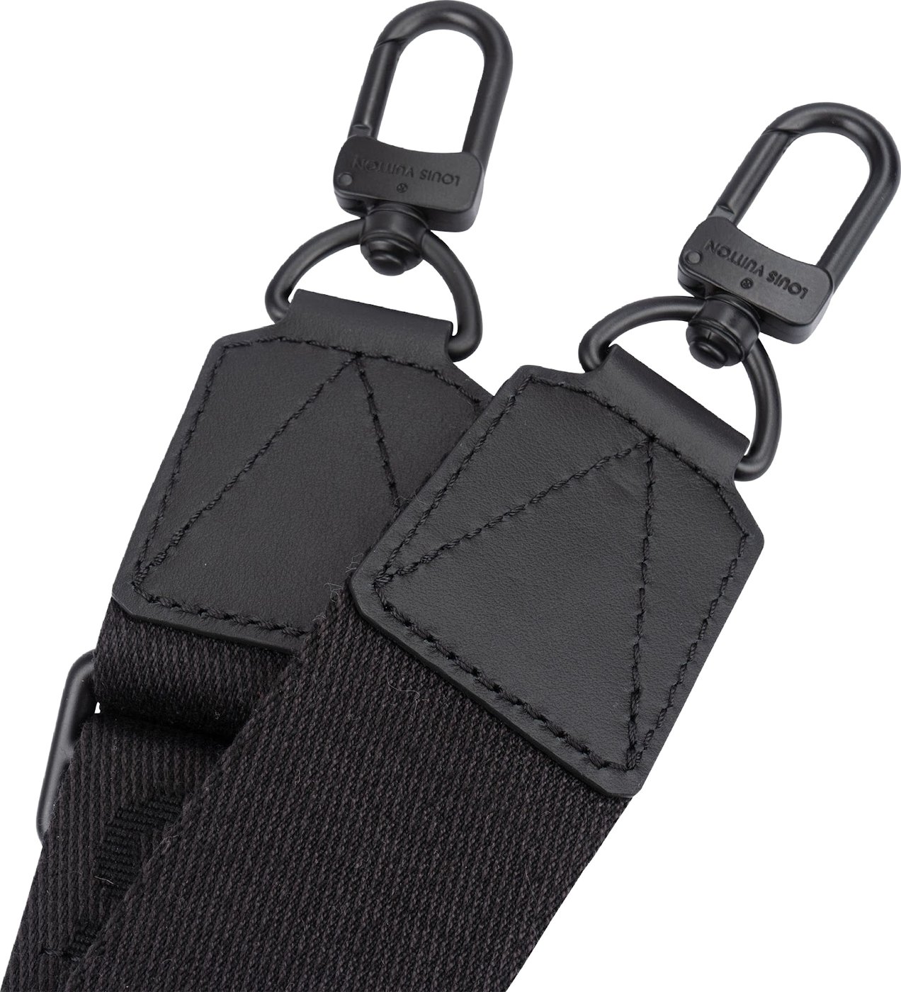 Louis Vuitton Black Leather & Cottton Emblem Adjustable Bags Strap