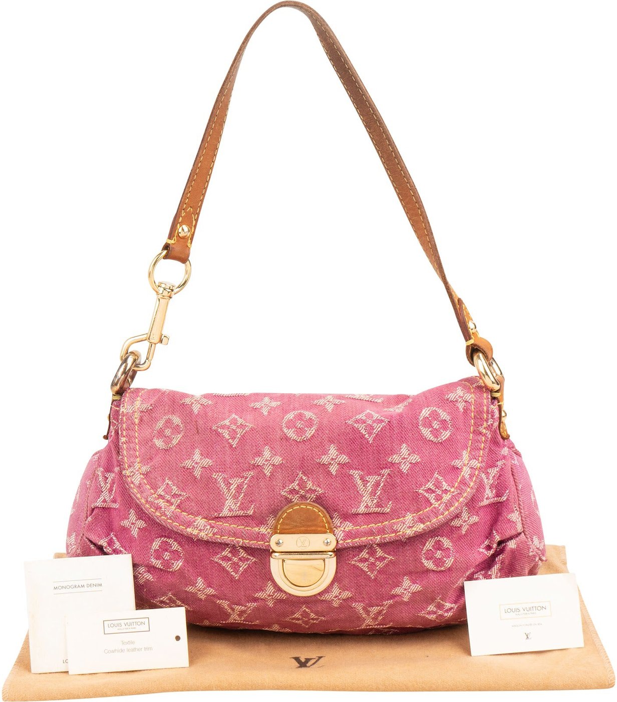 Louis Vuitton Pink Monogram Denim Pleaty Handbag