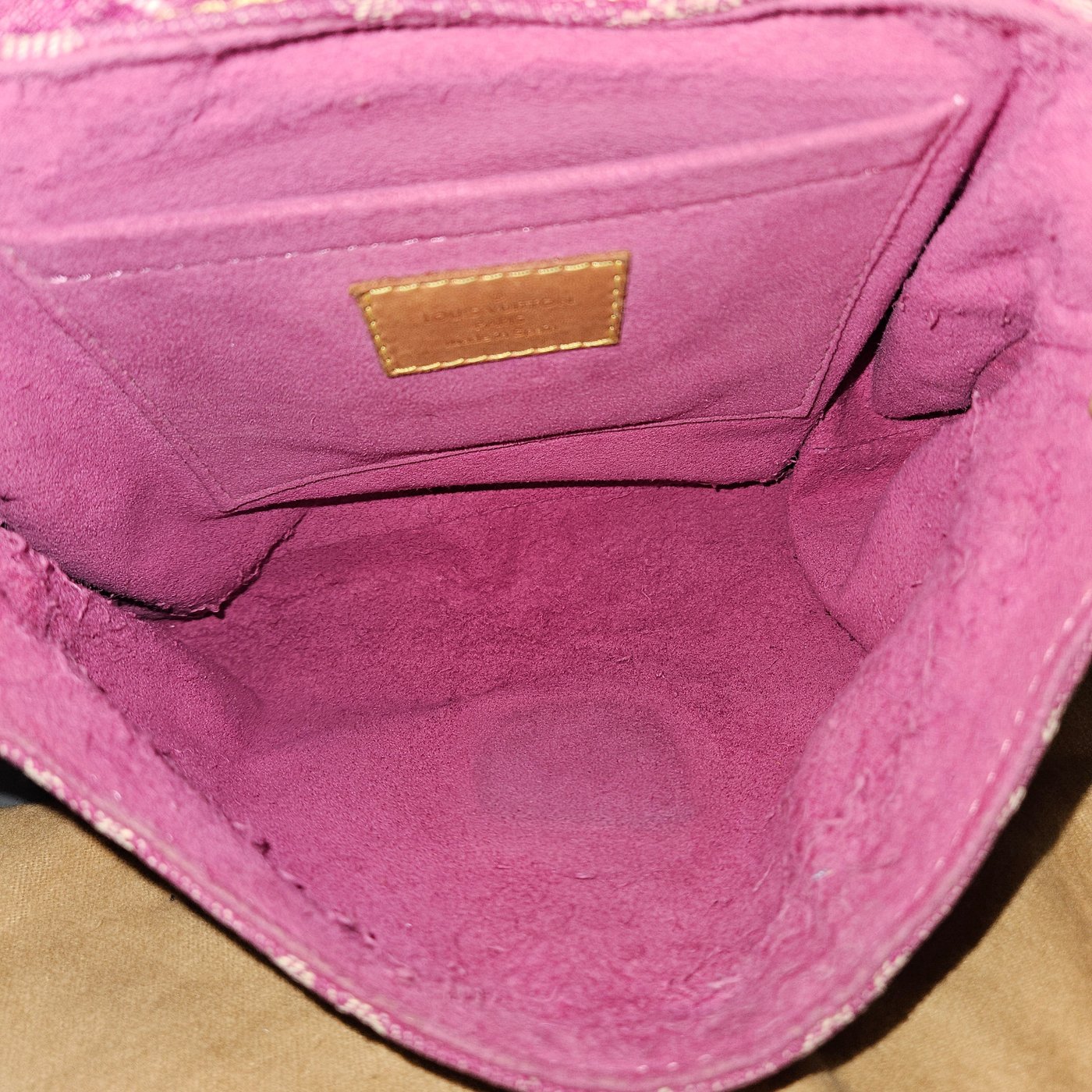 Louis Vuitton Pink Monogram Denim Pleaty Handbag
