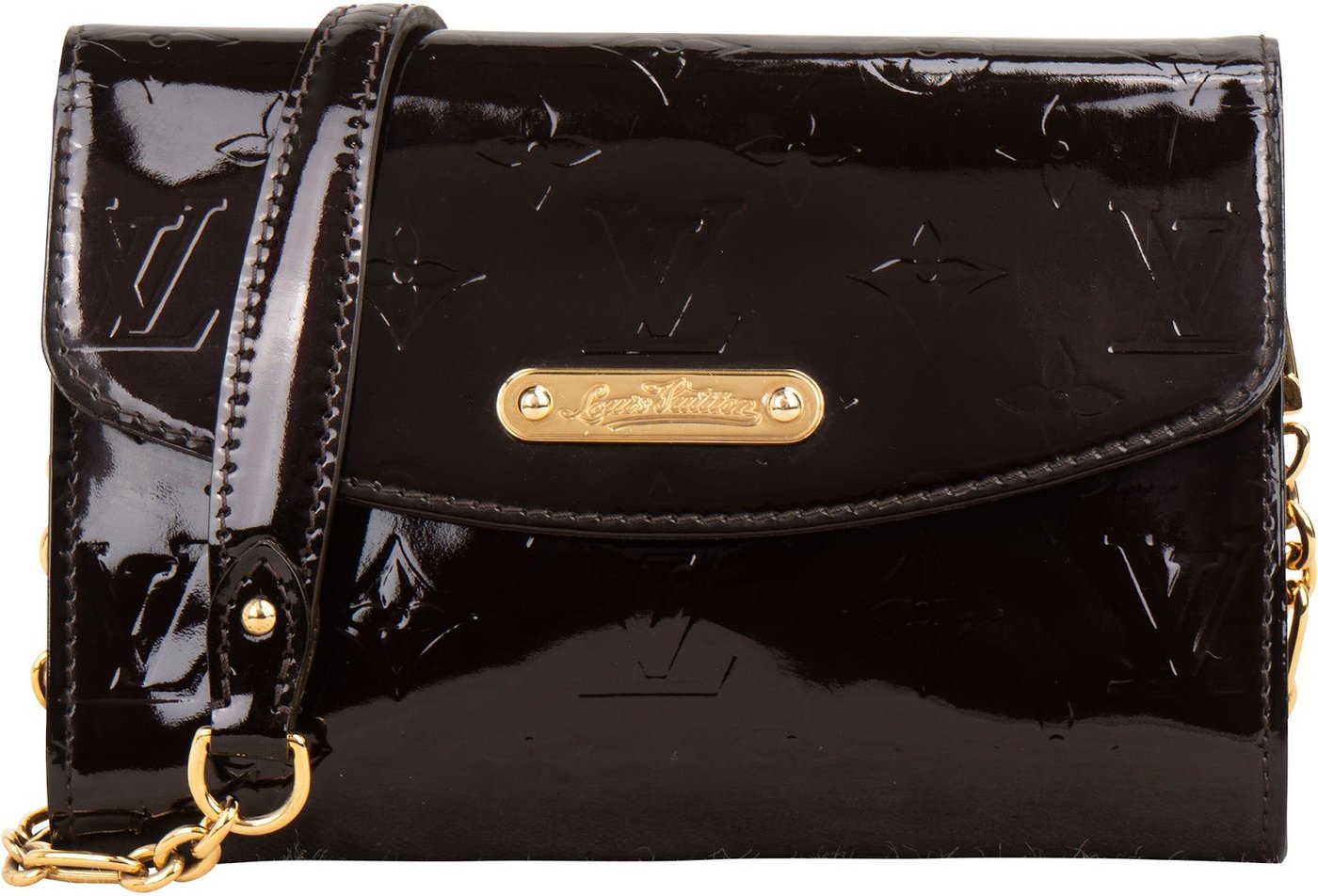 Louis Vuitton Monogram Vernis Leather Bel Air Pochette Wallet On Chain Crossbody Bag