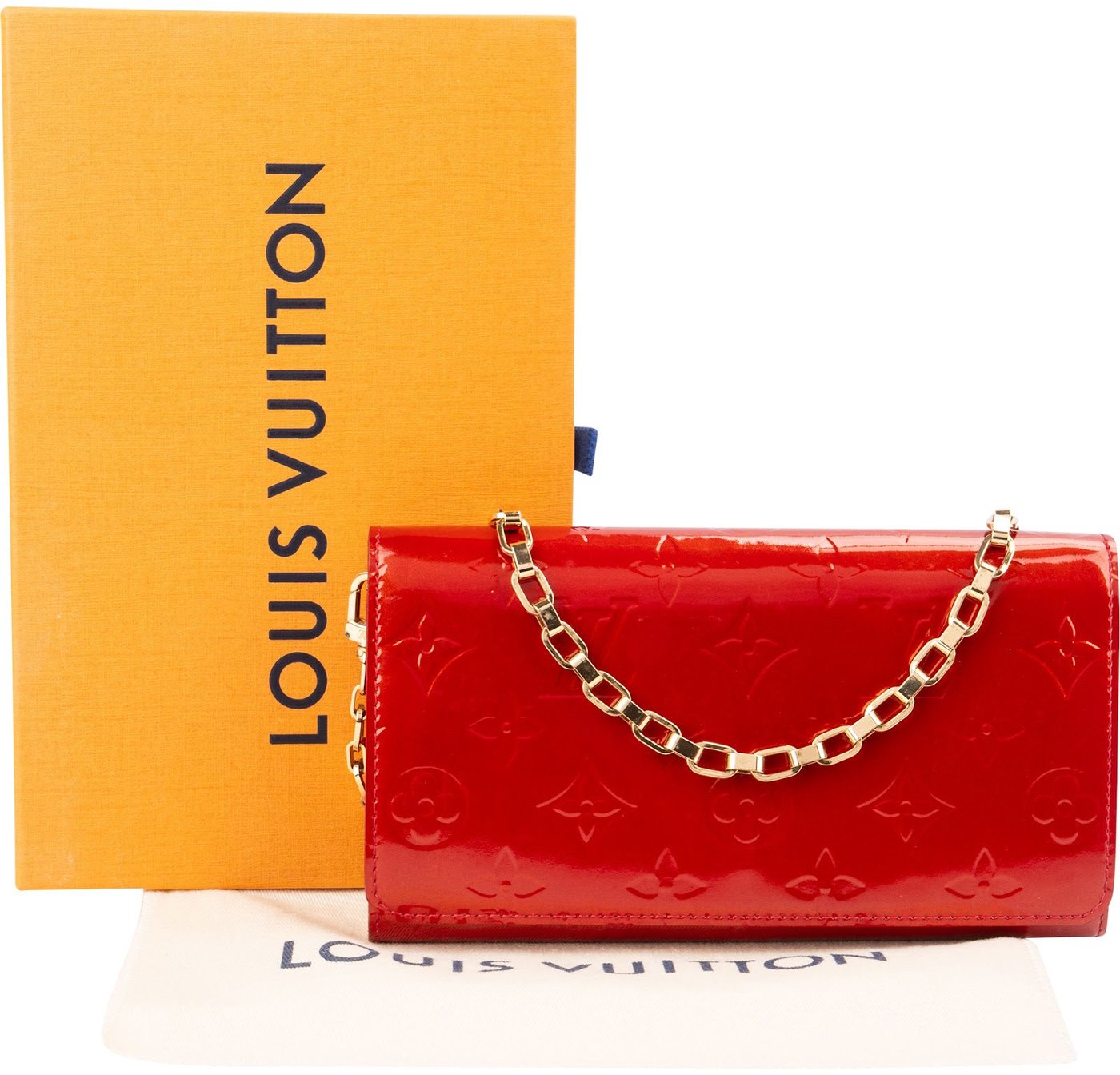 Louis Vuitton Monogram Vernis Leather Wallet On Chain Shoulder Bag