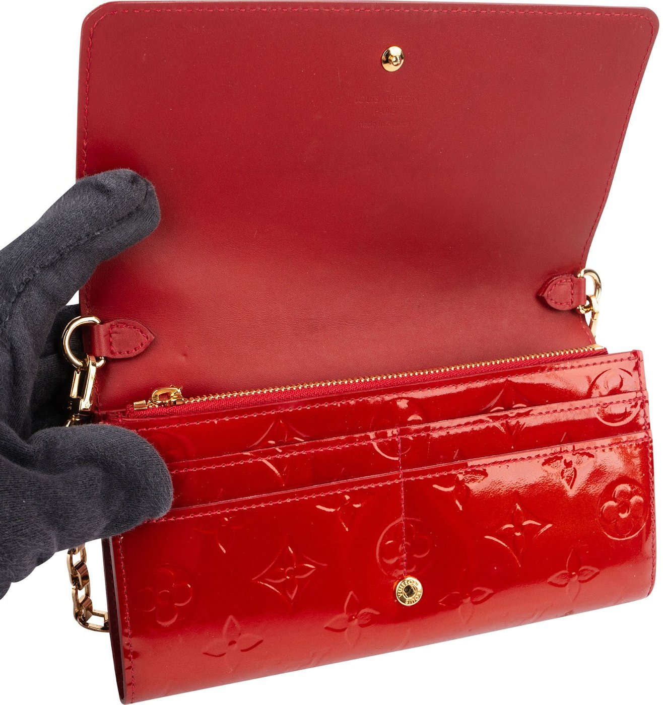 Louis Vuitton Monogram Vernis Leather Wallet On Chain Shoulder Bag