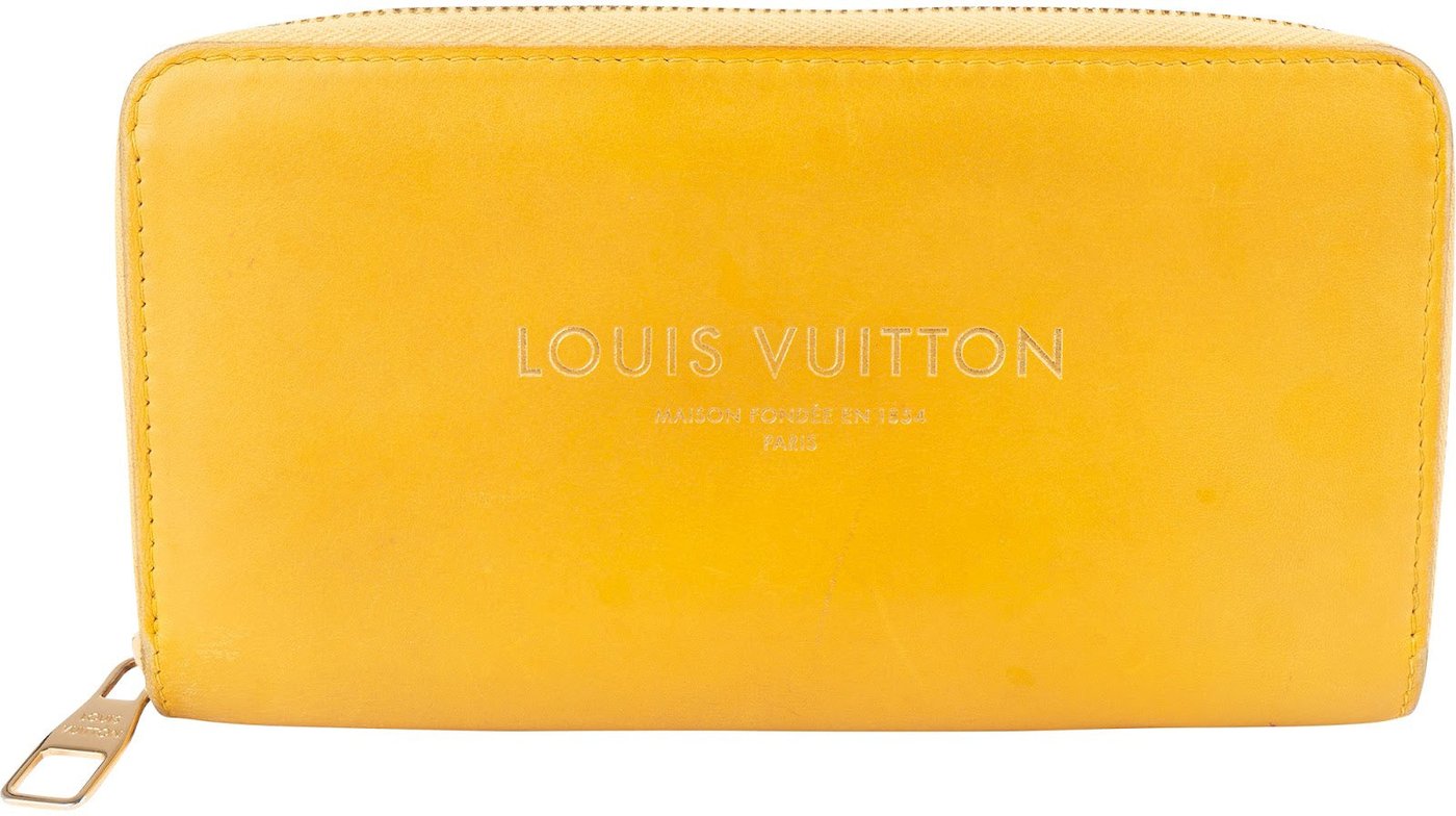 Louis Vuitton Yellow Calfskin Emblem Zippy Wallet