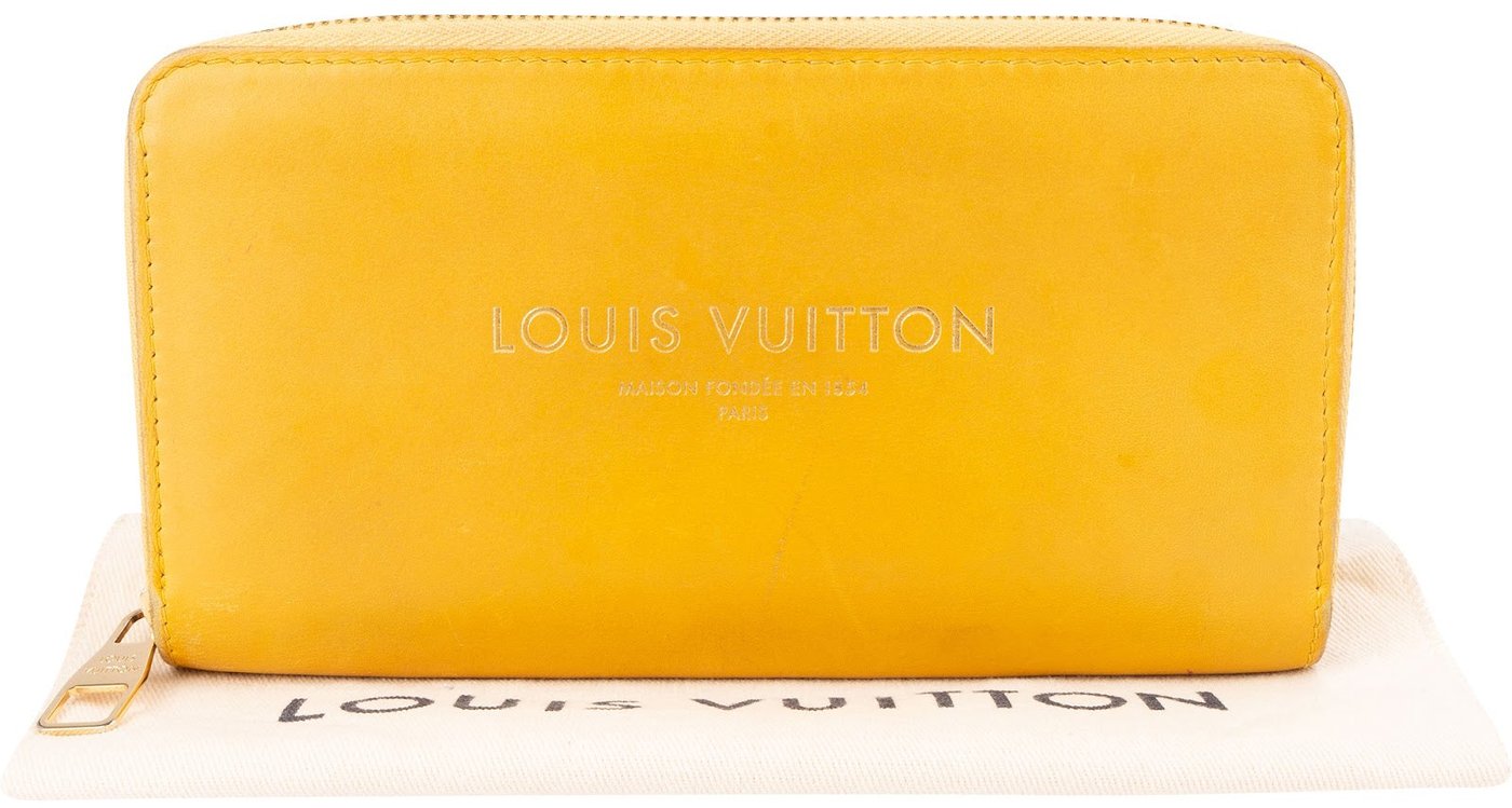 Louis Vuitton Yellow Calfskin Emblem Zippy Wallet
