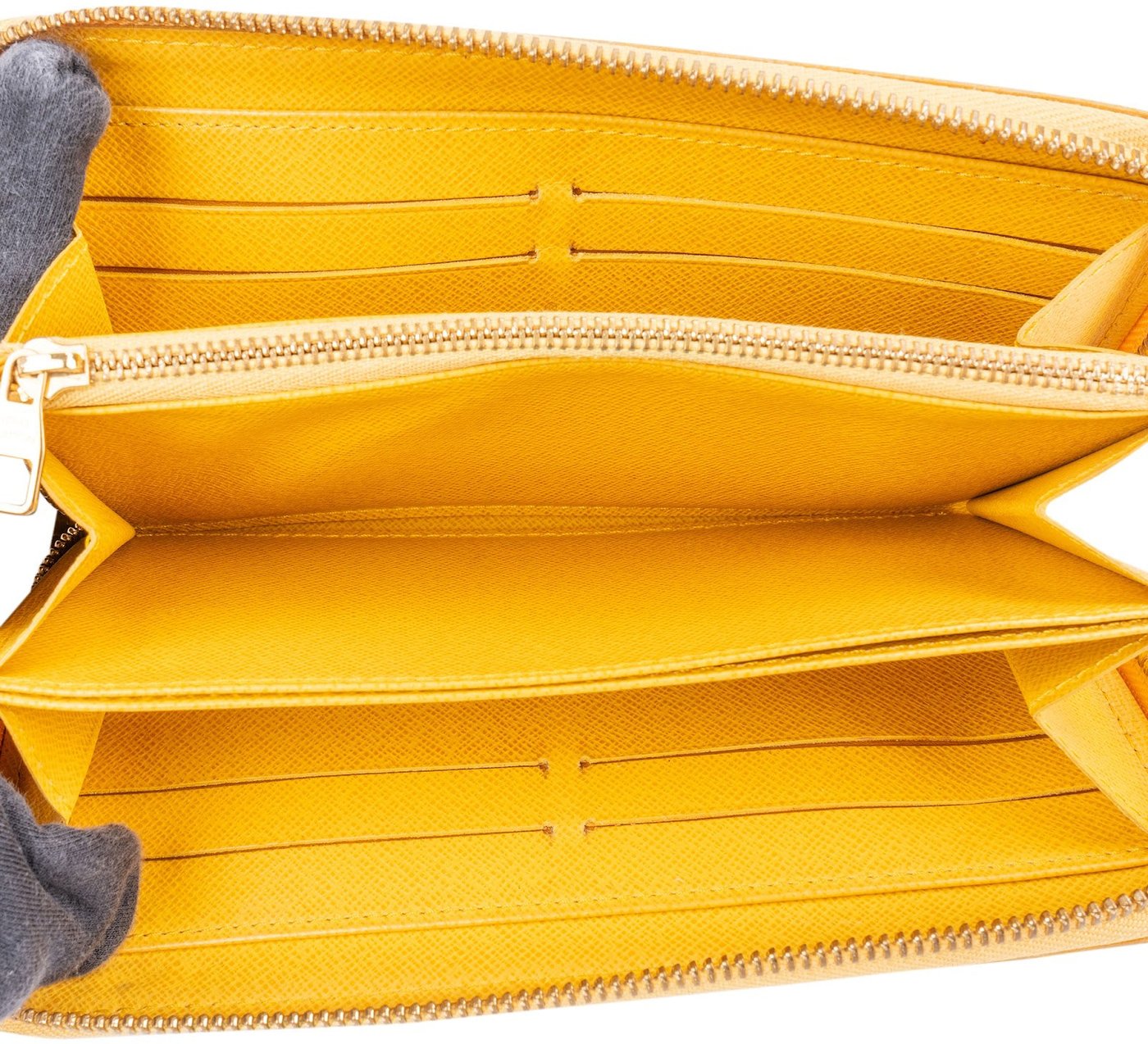 Louis Vuitton Yellow Calfskin Emblem Zippy Wallet
