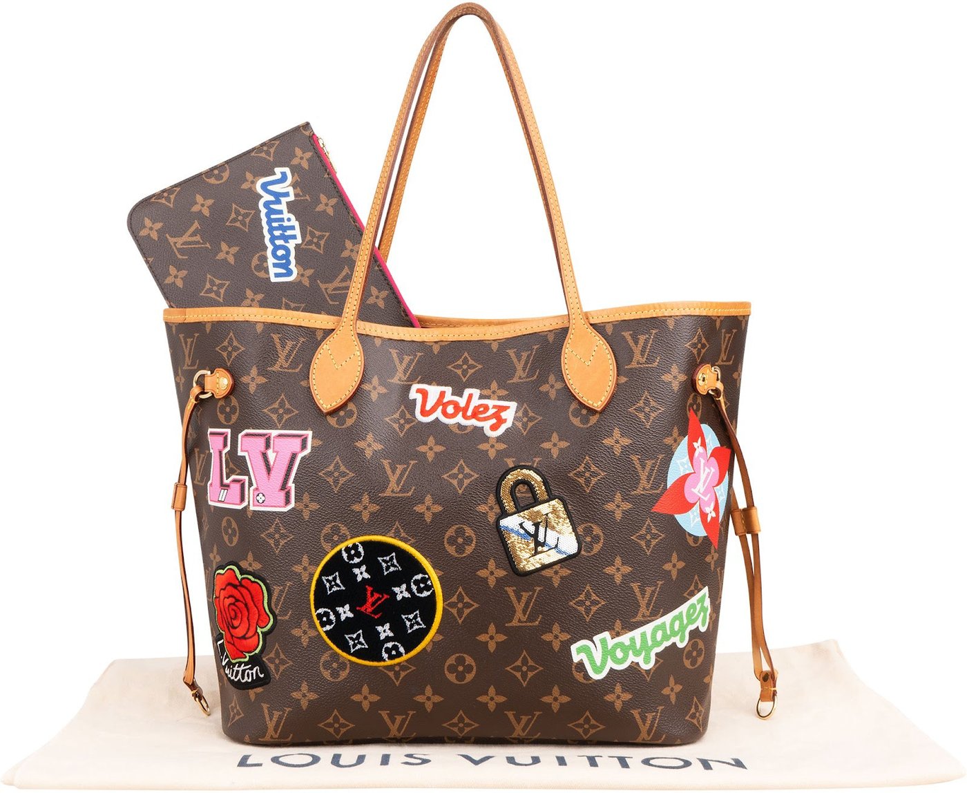 Louis Vuitton Monogram Canvas My LV World Tour Patches Neverfull MM Shoulder Bag