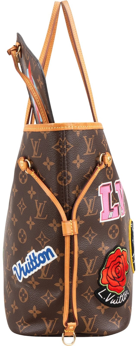 Louis Vuitton Monogram Canvas My LV World Tour Patches Neverfull MM Shoulder Bag