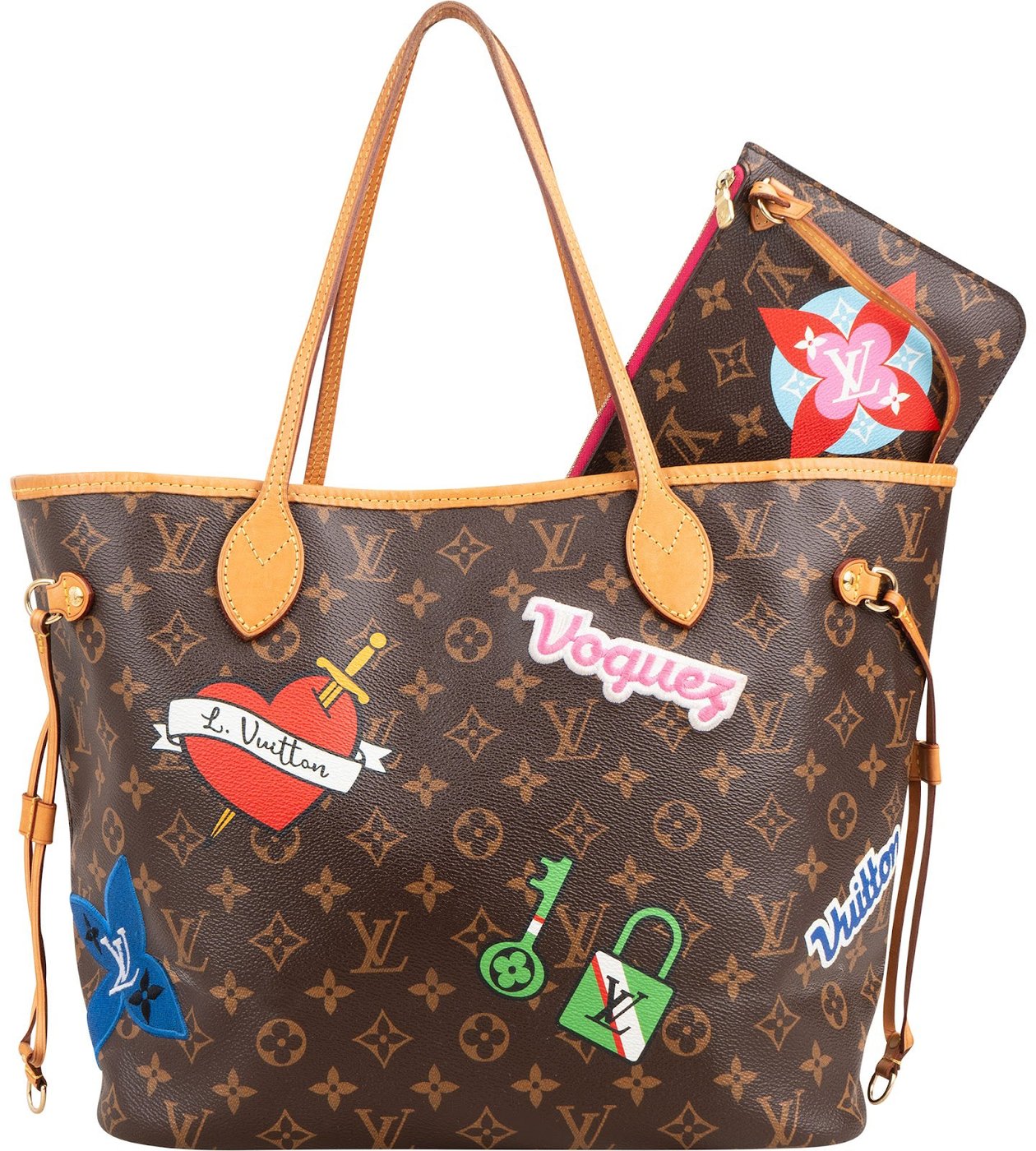 Louis Vuitton Monogram Canvas My LV World Tour Patches Neverfull MM Shoulder Bag