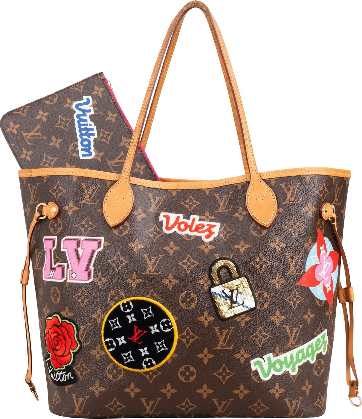 Louis Vuitton Monogram Canvas My LV World Tour Patches Neverfull MM Shoulder Bag