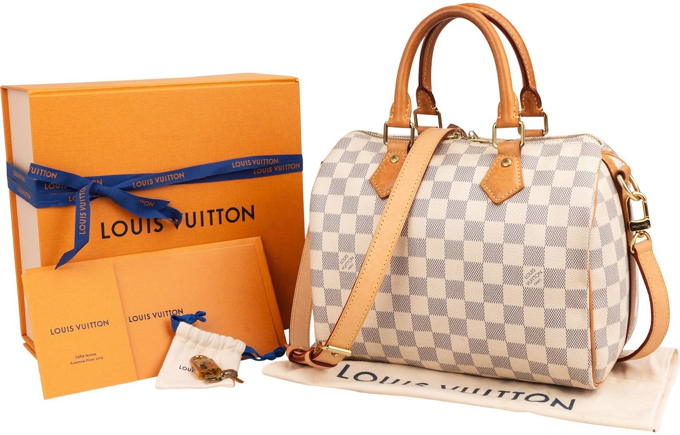 Louis Vuitton Monogram Damier Azur Canvas Speedy 25 Bandouliere Handbag