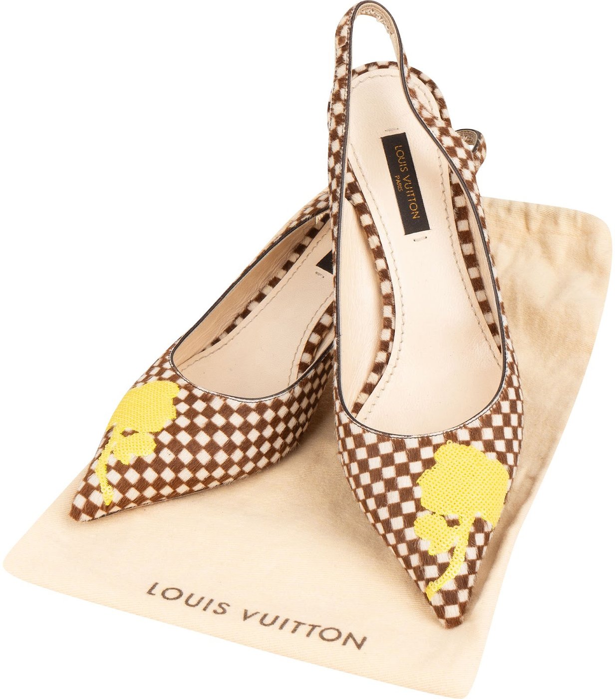 Louis Vuitton Brown Checked Damier Pony Hair Oh Really! Rose Kitten Heel Pumps (35,5)