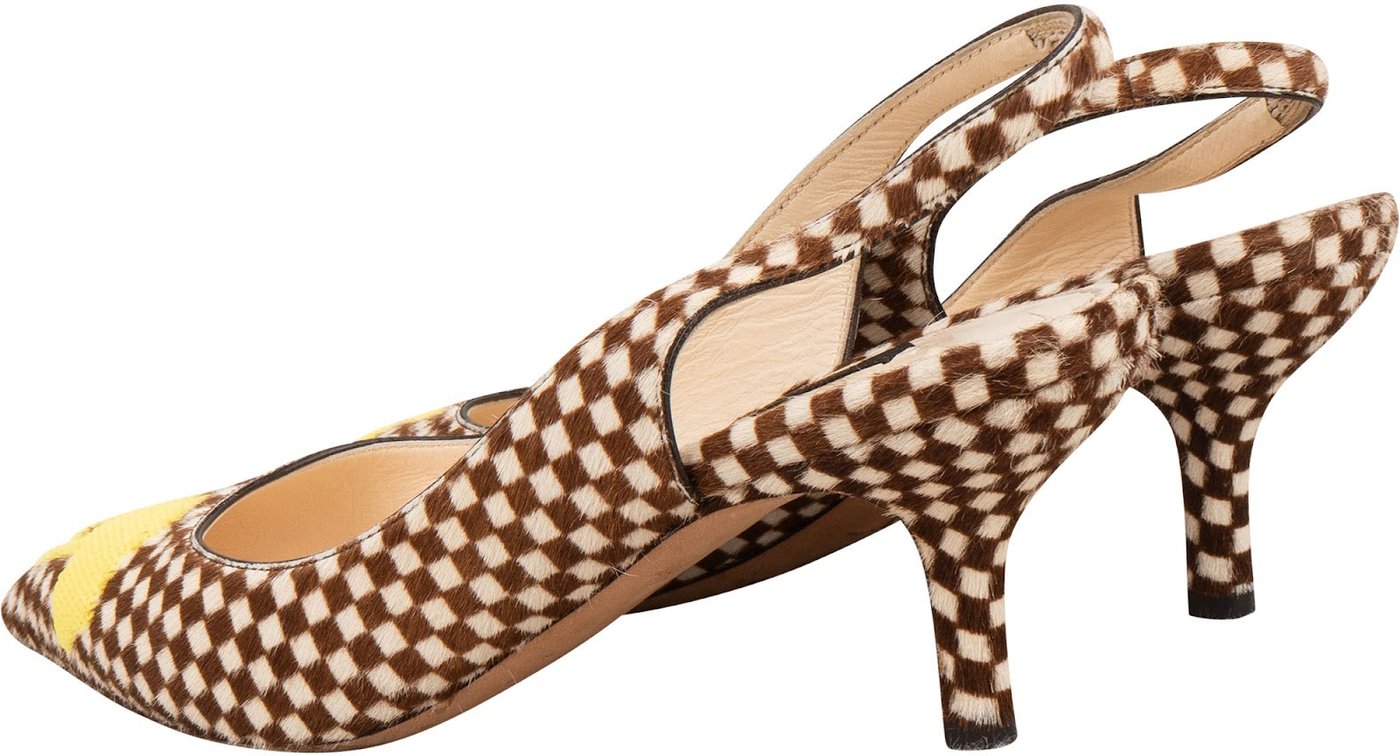 Louis Vuitton Brown Checked Damier Pony Hair Oh Really! Rose Kitten Heel Pumps (35,5)