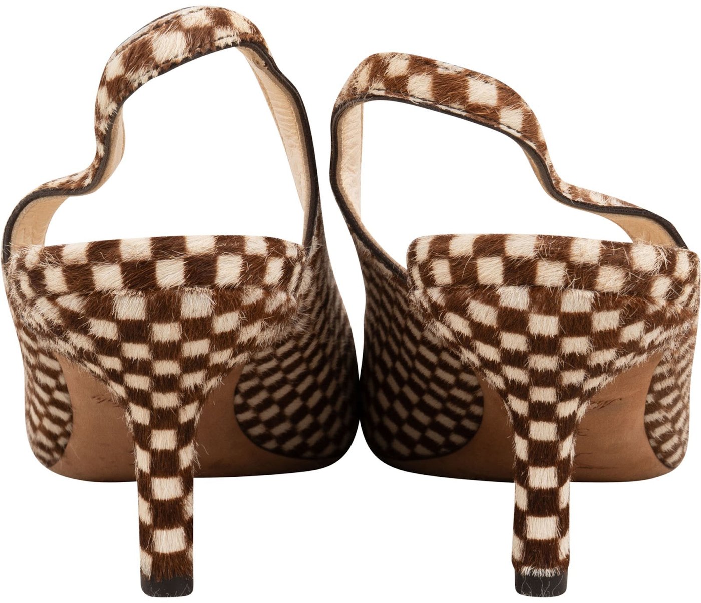Louis Vuitton Brown Checked Damier Pony Hair Oh Really! Rose Kitten Heel Pumps (35,5)