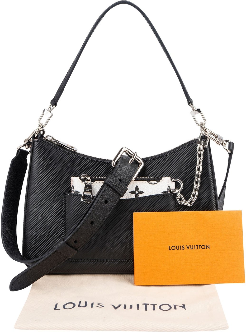 Louis Vuitton Noir Epi Leather B&W Monogram Canvas Marelle Shoulder Crossbody Bag