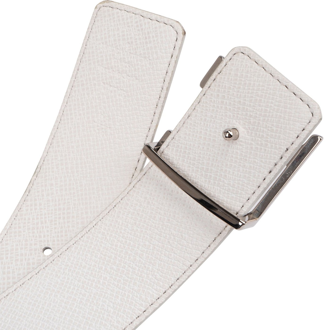 Louis Vuitton White Taigarama Monogram Leather LV Initiales Reversible Belt (95 / 38) M0713