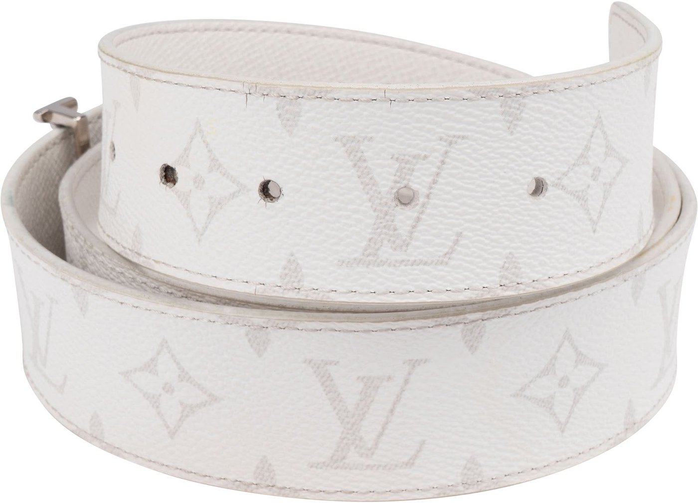 Louis Vuitton White Taigarama Monogram Leather LV Initiales Reversible Belt (95 / 38) M0713