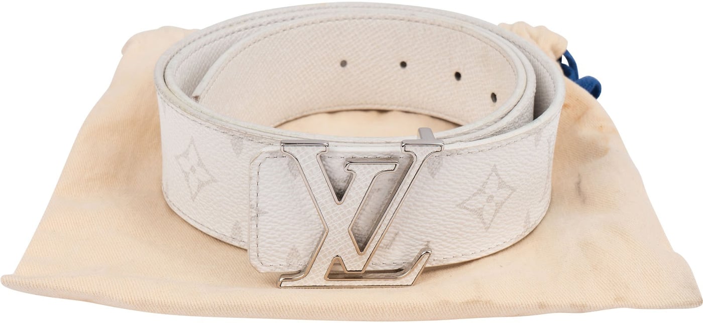 Louis Vuitton White Taigarama Monogram Leather LV Initiales Reversible Belt (95 / 38) M0713