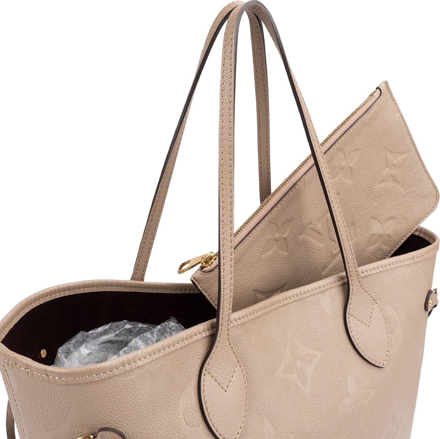 Louis Vuitton Taupe Monogram Empreinte Leather Neverfull MM Shoulder Bag
