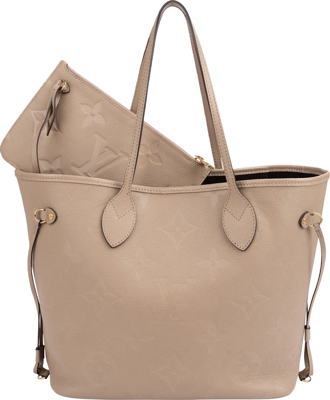 Louis Vuitton Taupe Monogram Empreinte Leather Neverfull MM Shoulder Bag