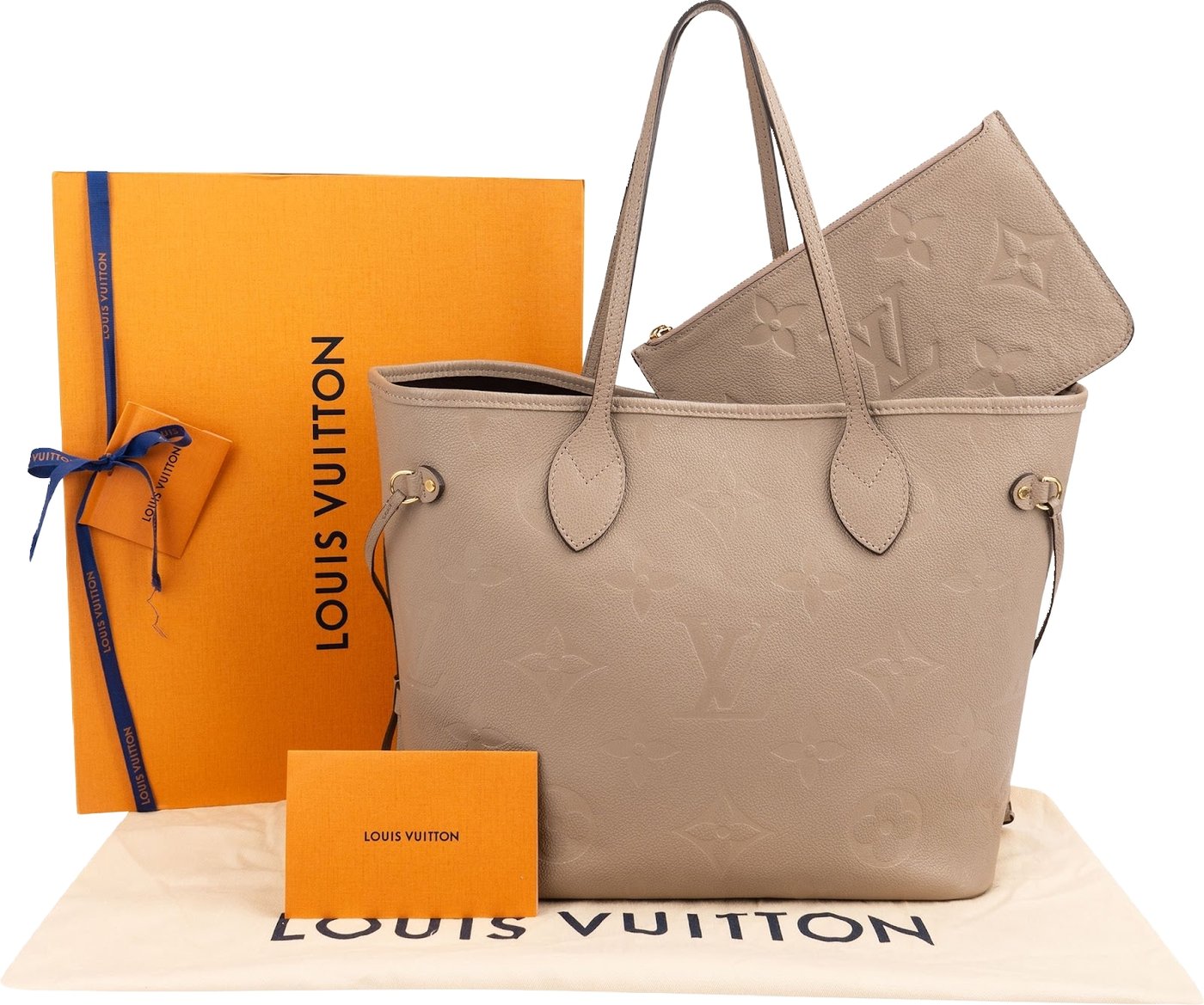 Louis Vuitton Taupe Monogram Empreinte Leather Neverfull MM Shoulder Bag