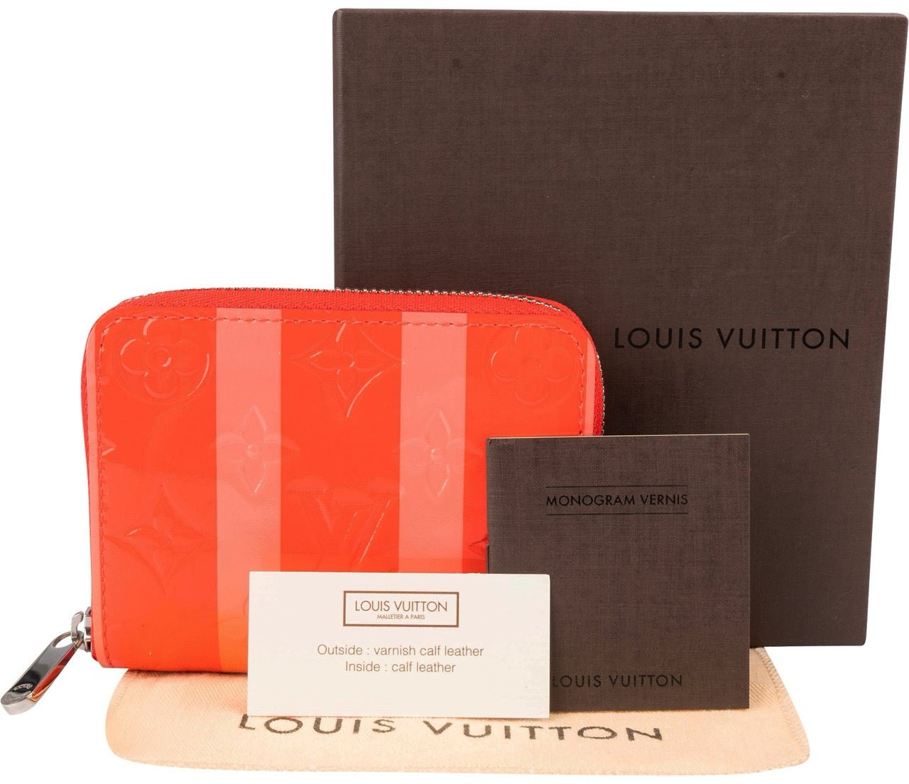 Louis Vuitton Monogram Vernis Poppy Raye Zippy Coin Purse Wallet
