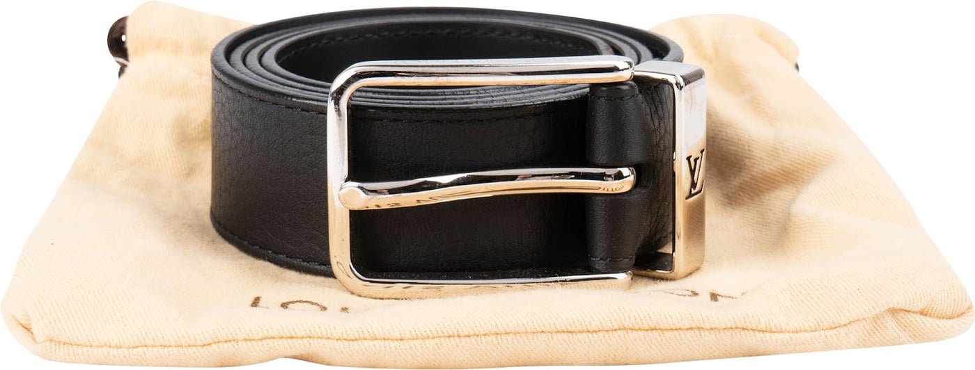 Louis Vuitton Classic Black Leather Ceinture Carre Belt (90 / 36)