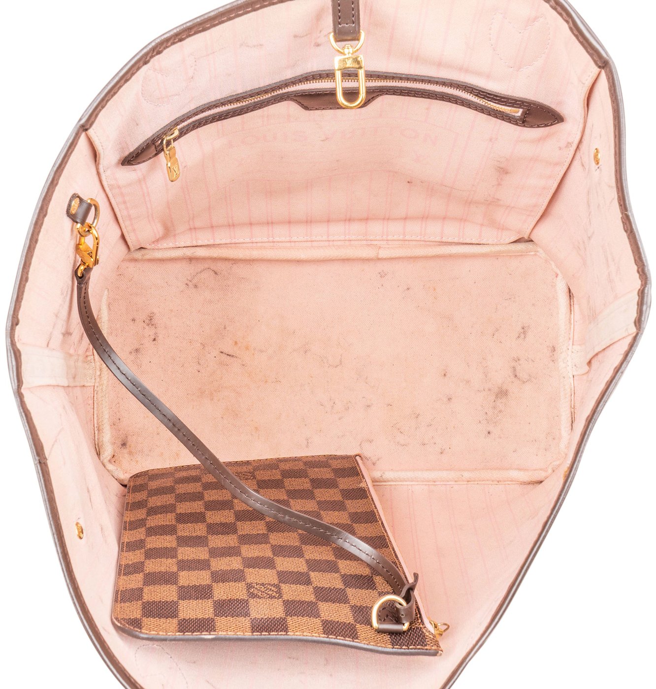 Louis Vuitton Damier Ebene Monogram Neverfull MM Shopper Handbag