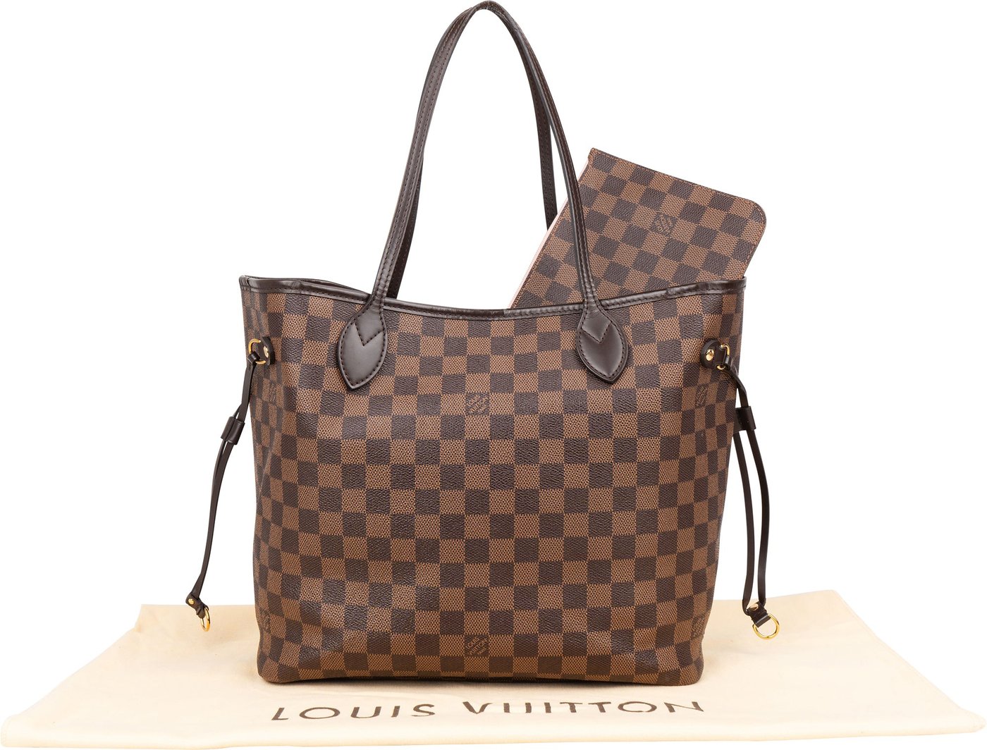 Louis Vuitton Damier Ebene Monogram Neverfull MM Shopper Handbag