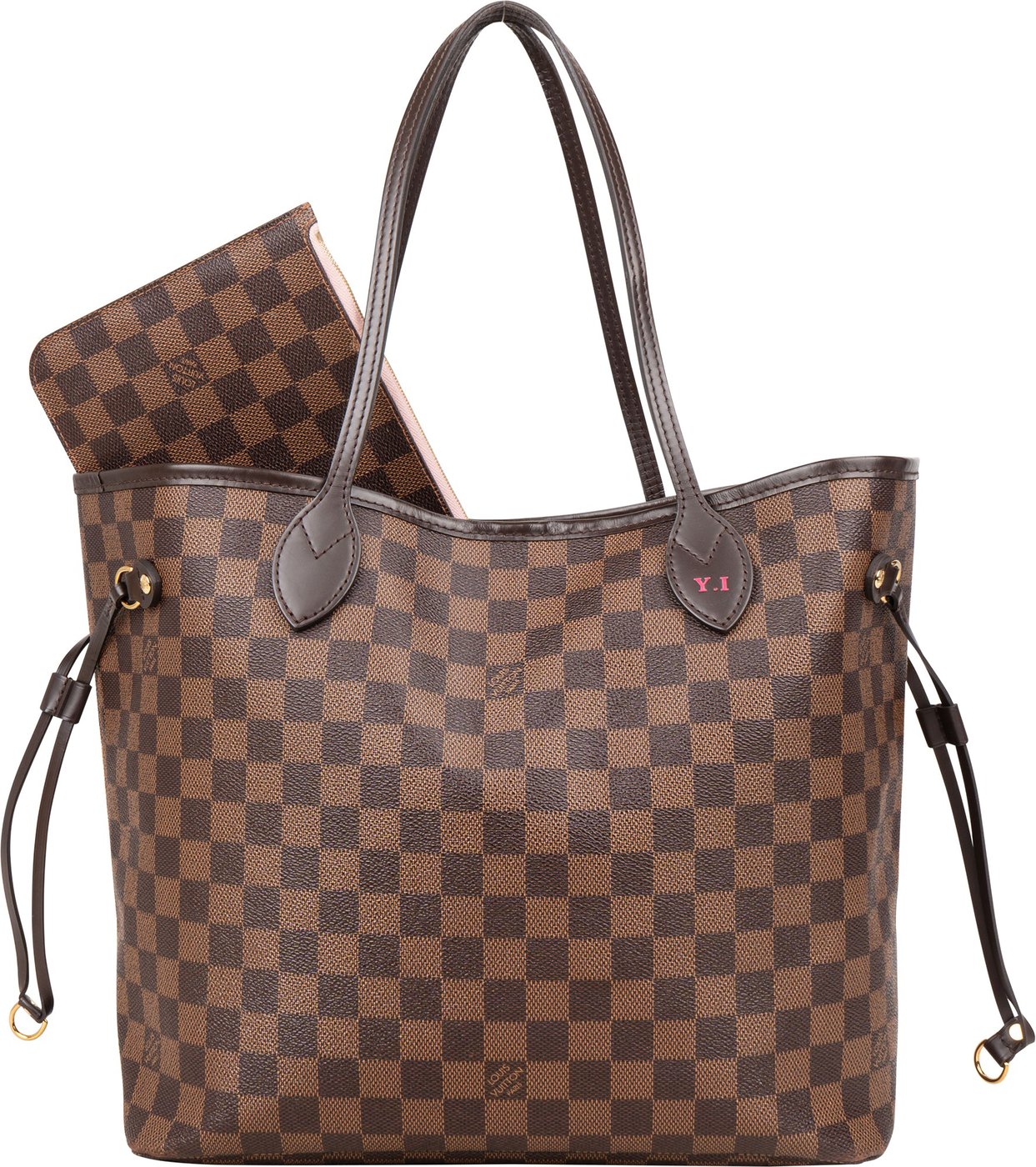 Louis Vuitton Damier Ebene Monogram Neverfull MM Shopper Handbag