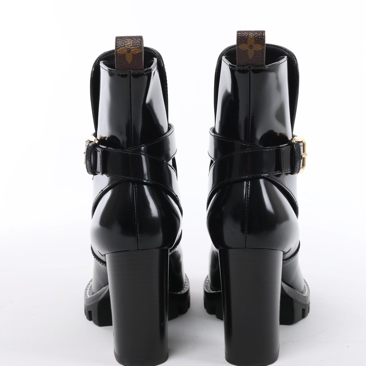 Louis Vuitton Star Trail Line 21 years Patent Leather Ankle Boots in Black MA0231, Size EU 37.5