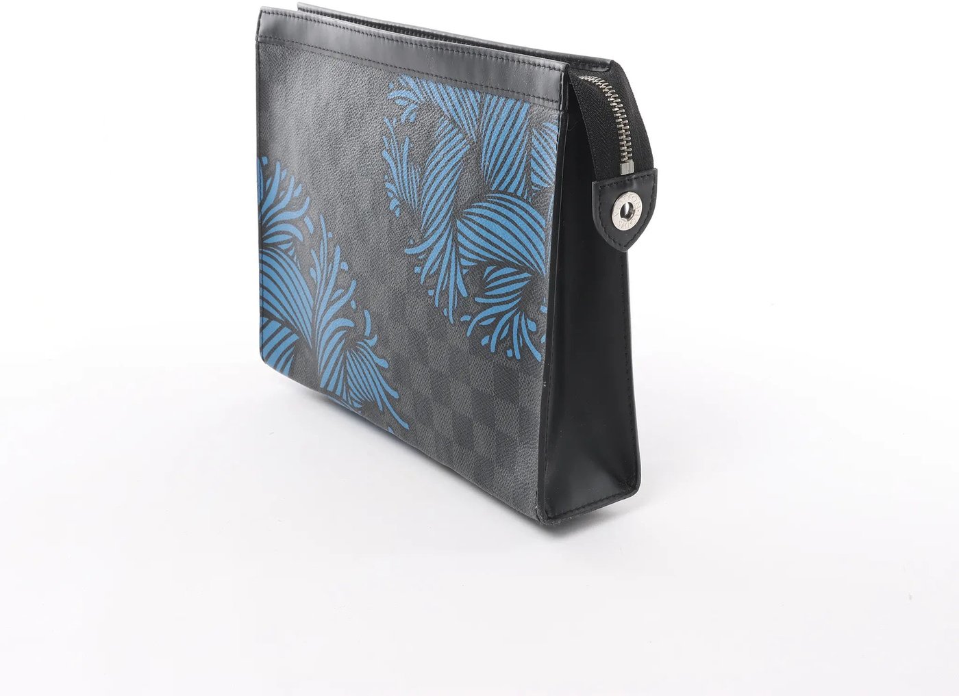 Louis Vuitton Pochette Voyage Damier Graphite Clutch in Black x Blue N62260