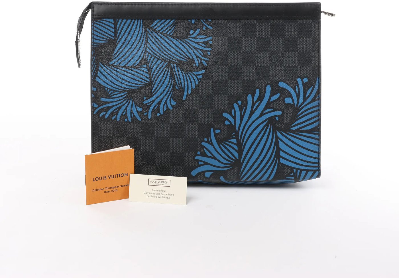 Louis Vuitton Pochette Voyage Damier Graphite Clutch in Black x Blue N62260