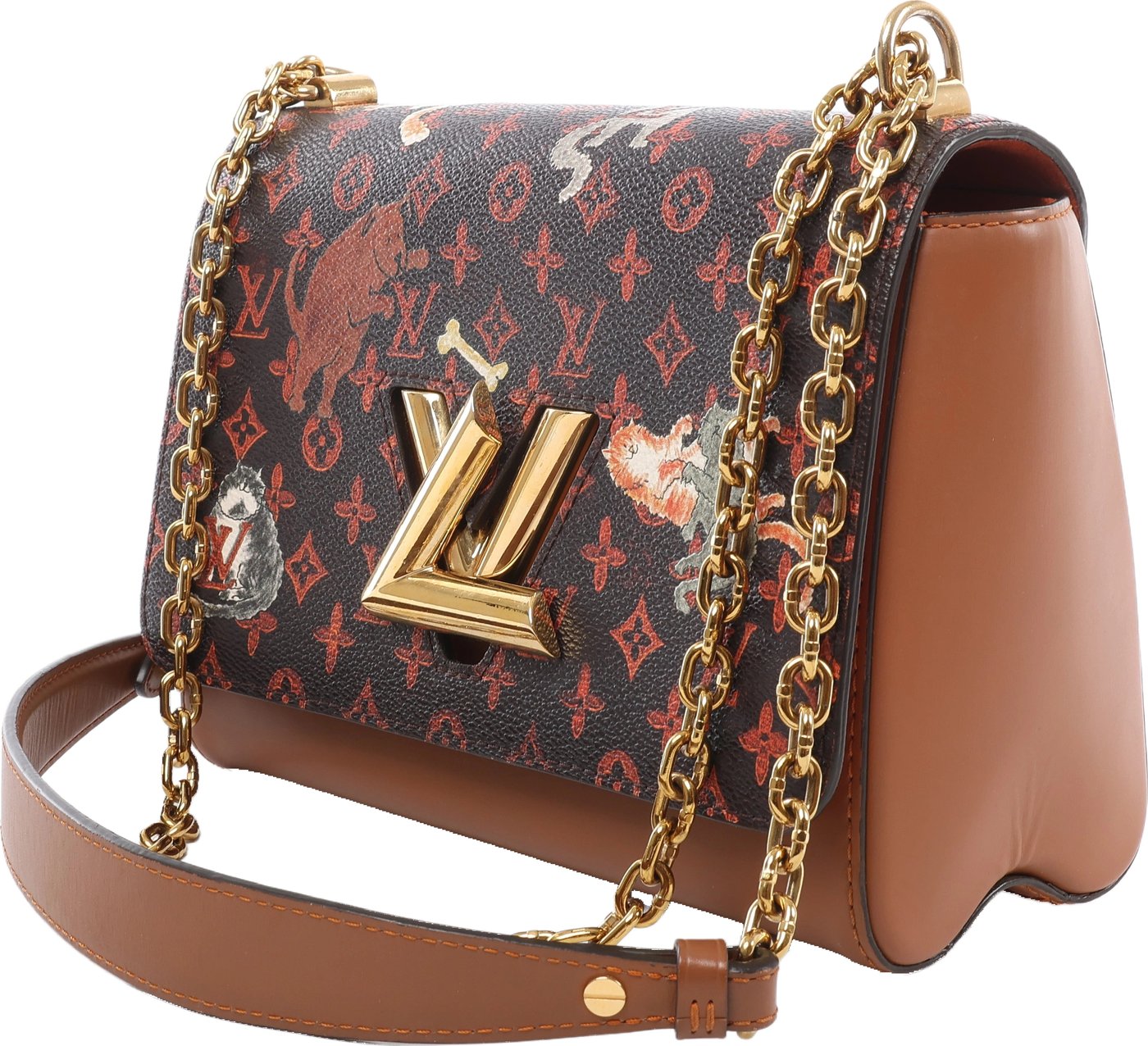 Louis Vuitton Twist MM Catgram x Taurillon Crossbody Bag in Brown x Orange M44408
