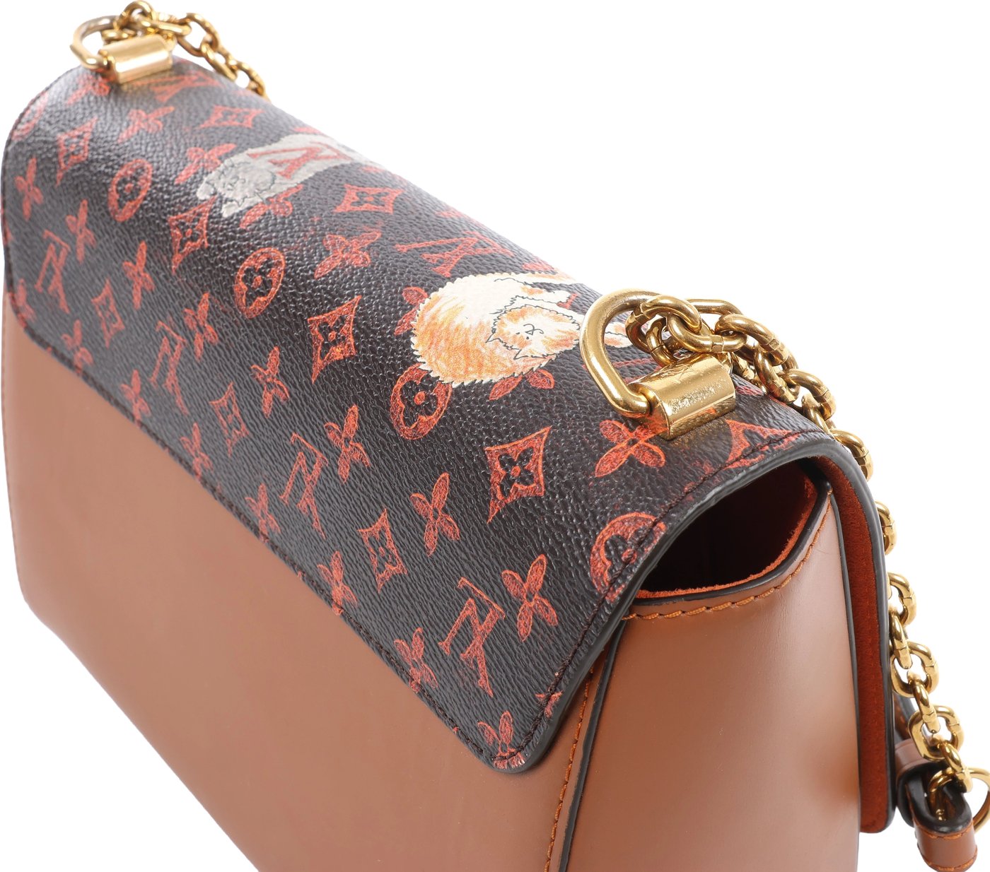 Louis Vuitton Twist MM Catgram x Taurillon Crossbody Bag in Brown x Orange M44408