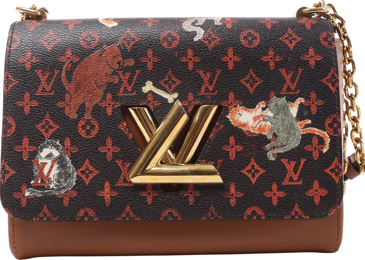 Louis Vuitton Twist MM Catgram x Taurillon Crossbody Bag in Brown x Orange M44408
