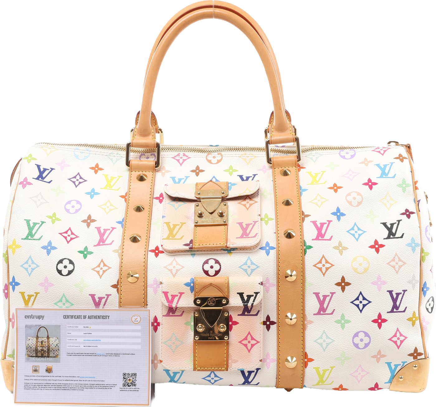 Louis Vuitton Keepall 45 Multicolor Travel Bag in White M92641