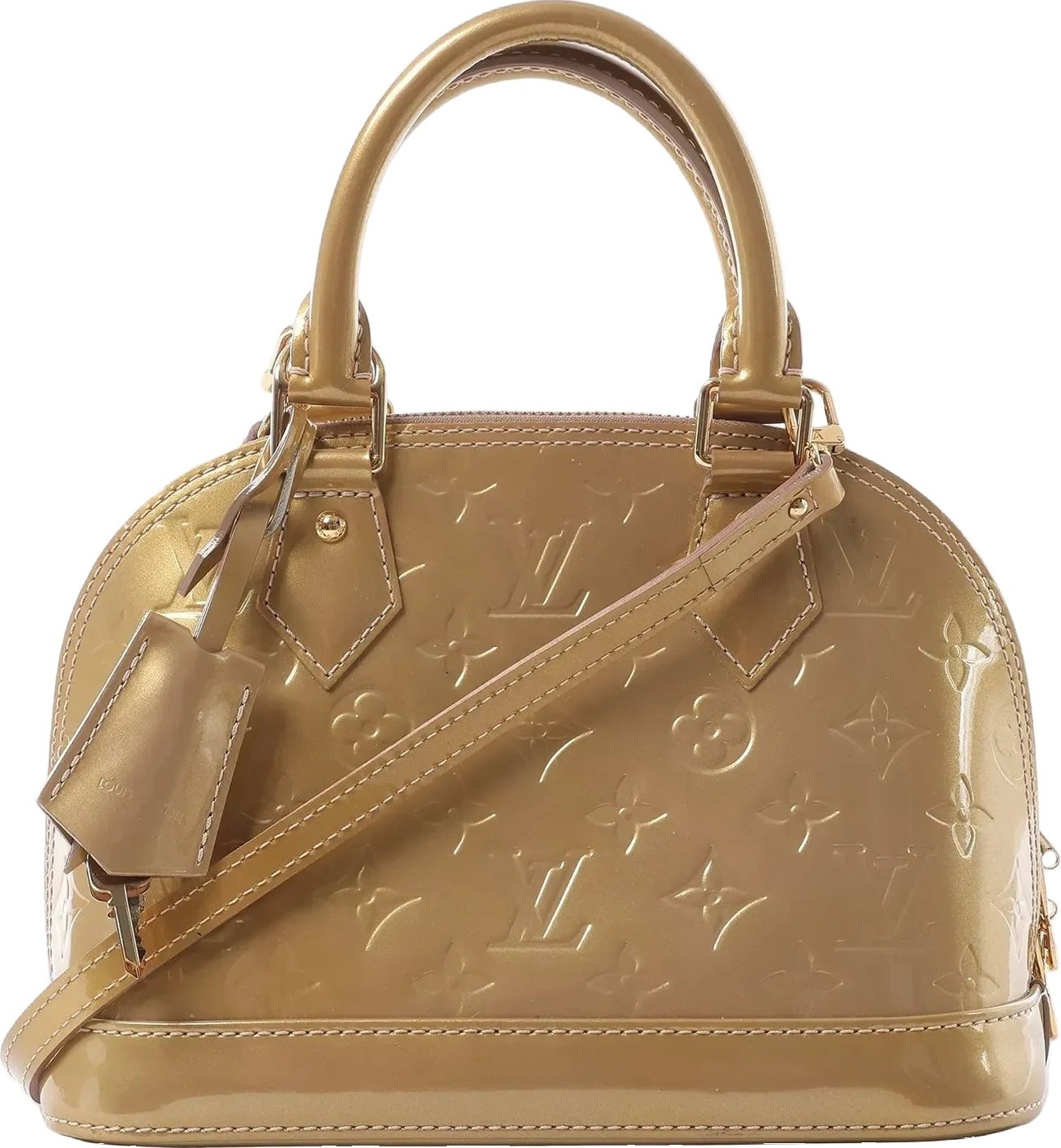 Louis Vuitton Alma BB Monogram Vernis 2Way Handbag in Gold M91677