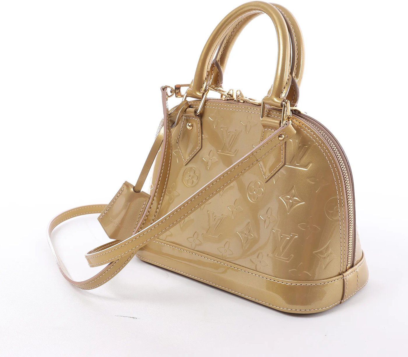 Louis Vuitton Alma BB Monogram Vernis 2Way Handbag in Gold M91677