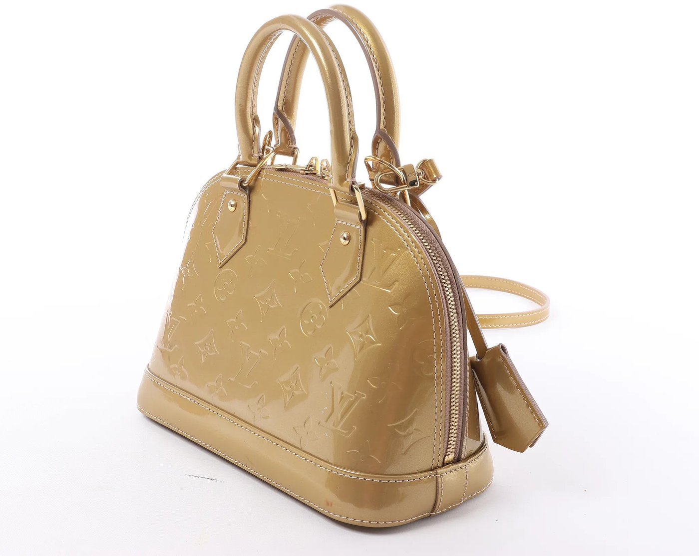 Louis Vuitton Alma BB Monogram Vernis 2Way Handbag in Gold M91677