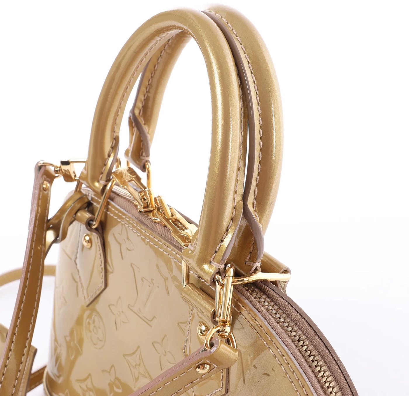 Louis Vuitton Alma BB Monogram Vernis 2Way Handbag in Gold M91677