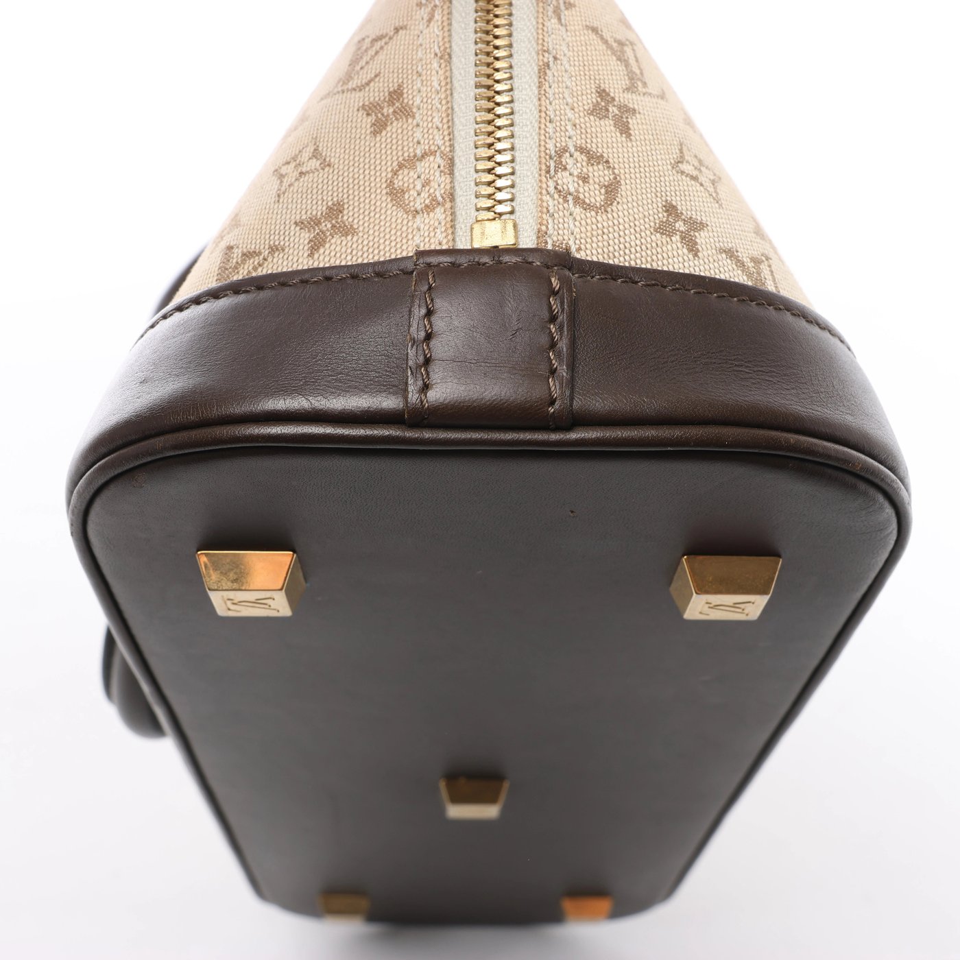 Louis Vuitton Alma Long Mini Lin Handbag in Beige x Brown