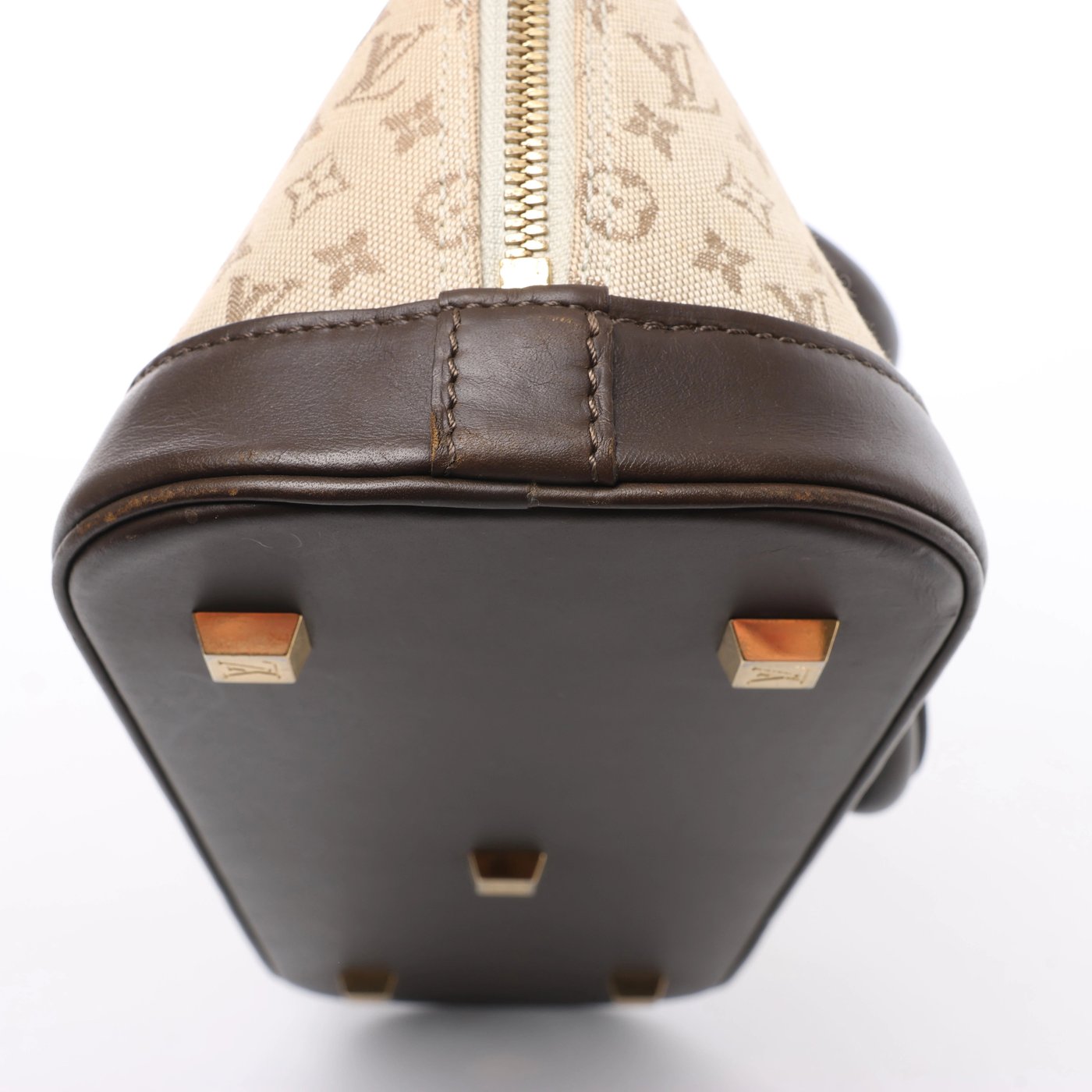 Louis Vuitton Alma Long Mini Lin Handbag in Beige x Brown