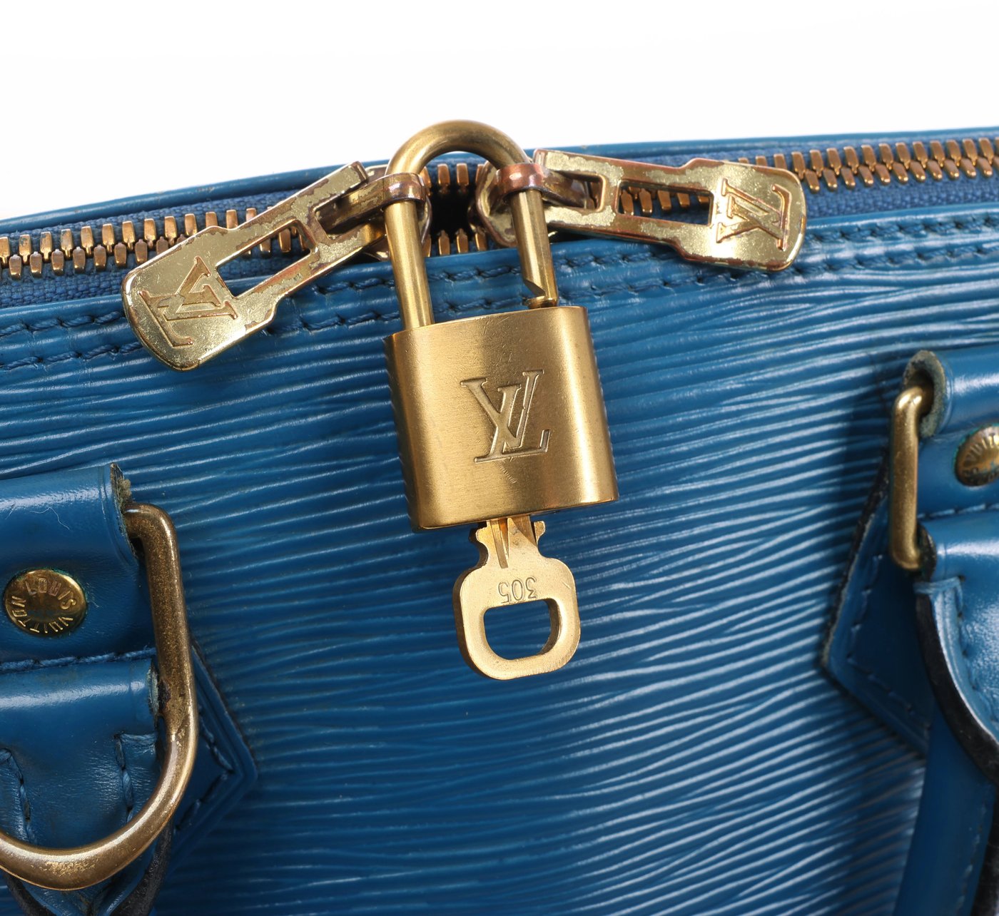 Louis Vuitton Alma Epi Leather Handbag in Blue M52145