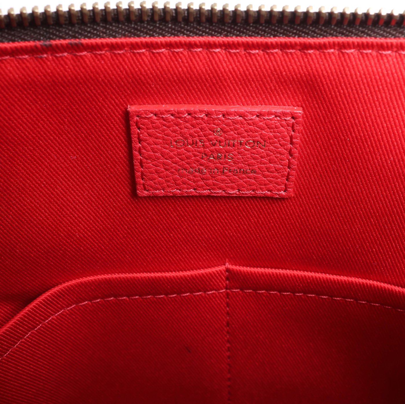 Louis Vuitton Tournelle PM Monogram Canvas Handbag in Brown x Red M44027